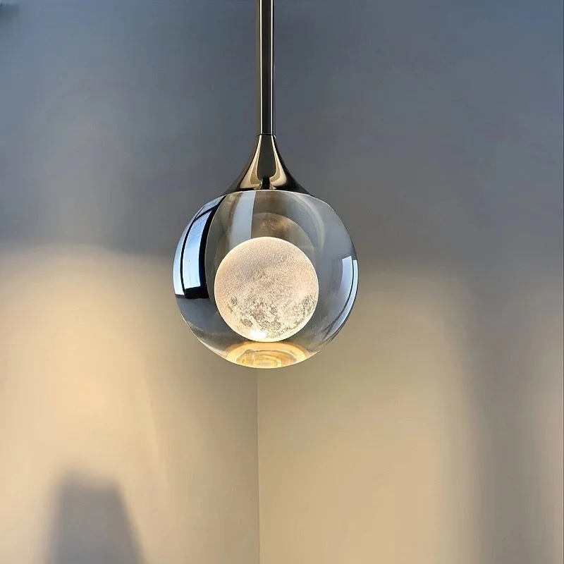 Modern Luxury Moon Pendant Light, Creative Ceiling Hanging Lamp, Indoor Decor Light for Restaurant Bar Counter Living Room