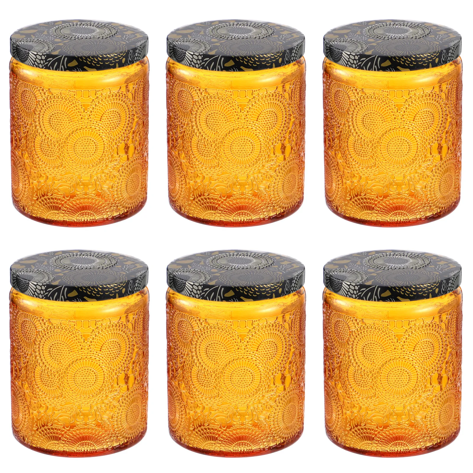 

6pcs Mason Jars Embossed Glass Candle Container Kits Empty Round Candle Making for Making Candles Jars Containers for home