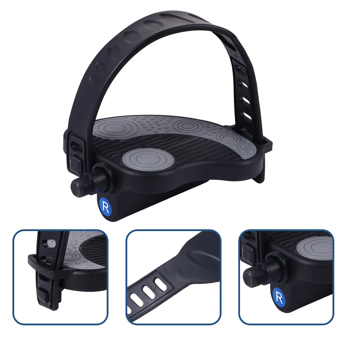 

1 Pair Exercise Bike Pedals with Adjustable Strap Non Skid Bike Platform Pedal for Mountain Road and Exercise Bikes
