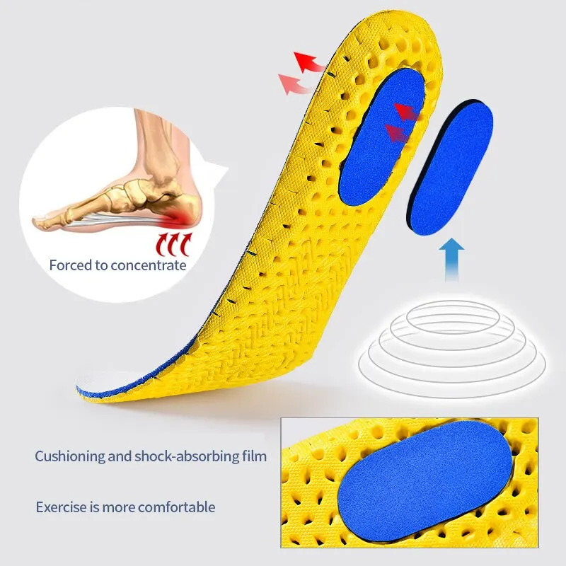 Plantillas ortopédicas de espuma viscoelástica para pies, almohadilla de suela de zapatos, desodorante de malla transpirable, cojín para correr para hombres y mujeres, 3 pares