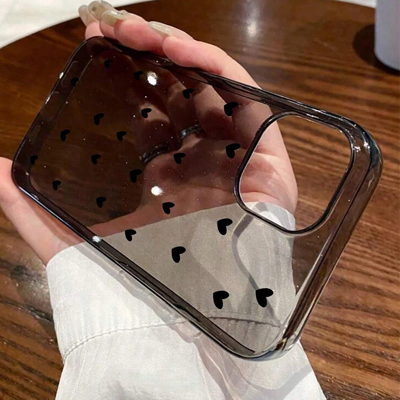 Fashion Glitter Red Heart Printed Transparent TPU Phone Case For iPhone 17 16 Pro Max 15 14 13 12 11 XS X XR 16E 7 8 Plus Cover - náhled 5