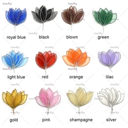（50pcs) 3D Wire Flower Rhinestone Leaf  Yarn-Flower  8CM Leaf for Wedding Dress, WHD-130