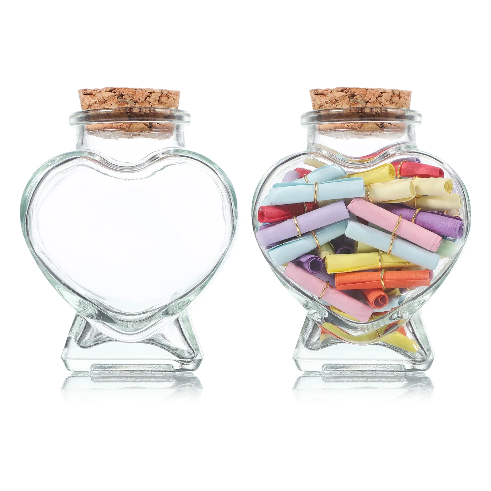 

2 Pcs Heart Shaped Container Wishing Glass Jar Christmas Travel Cork Jars Clear Candy