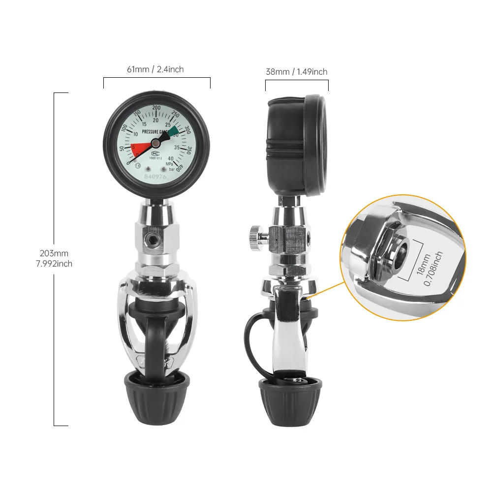 DIDEEP Diving Gas Cylinder YOKE Pressure Gauge Scuba Diving Back Fly Side Hanging Jacket Remaining Pressure Press Release