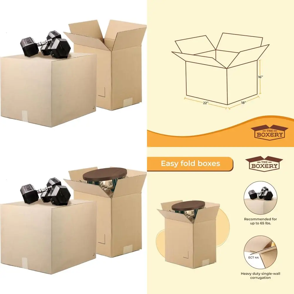 

Heavy-Duty ECT44 Brown Kraft Corrugated Cardboard Shipping Boxes 22x18x16 Inches, 15-Pack for Mailing and Packing