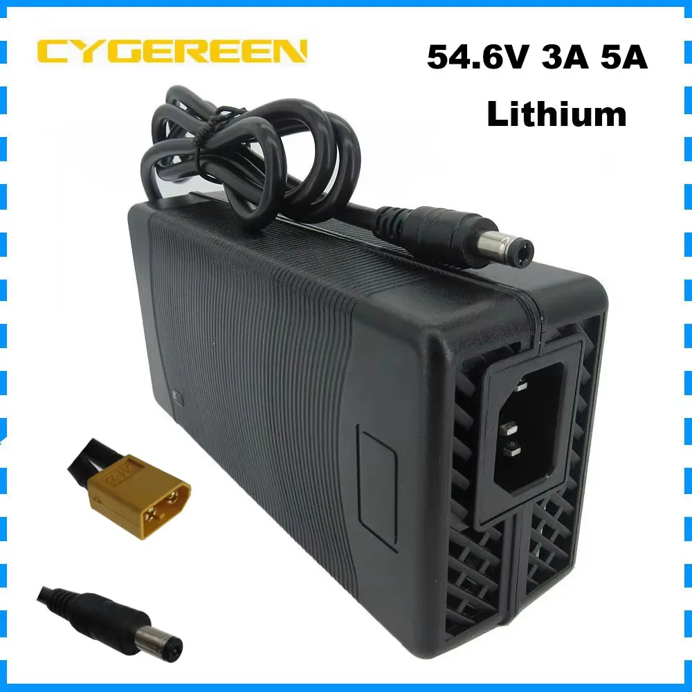 

48V 5A 3A Li ion Charger 54.6V For 13S 48 Volt 20AH 30AH 18650 Lithium Battery Charger with fan DC XT60 Connector