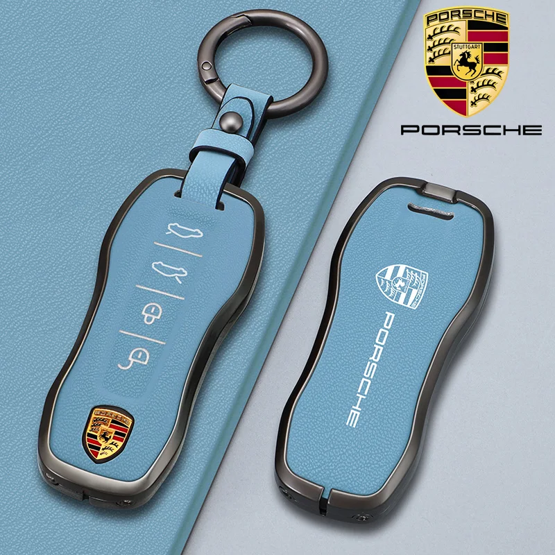 Zinc Alloy Suede Car Key Case Cover Bag Protector Shell For Porsche New Cayenne Panamera 911 992 Taycan Keyless Auto Accessories