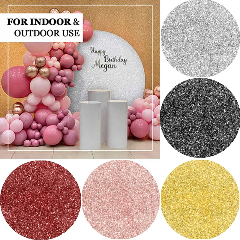 Mocsicka серебристый мерцающий круглый фон для свадьбы, дня рождения, украшение, Обложка с блестками, круглая Обложка, ткань с принтом