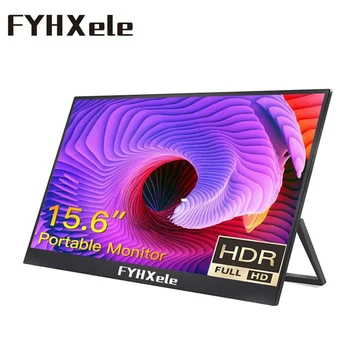 FYHXele 15.6 Inch IPS Portable Monitor 1K Touch Screen LCD Gaming HDMI USB C Display Bracket For PC Laptop Switch XBOX PS4