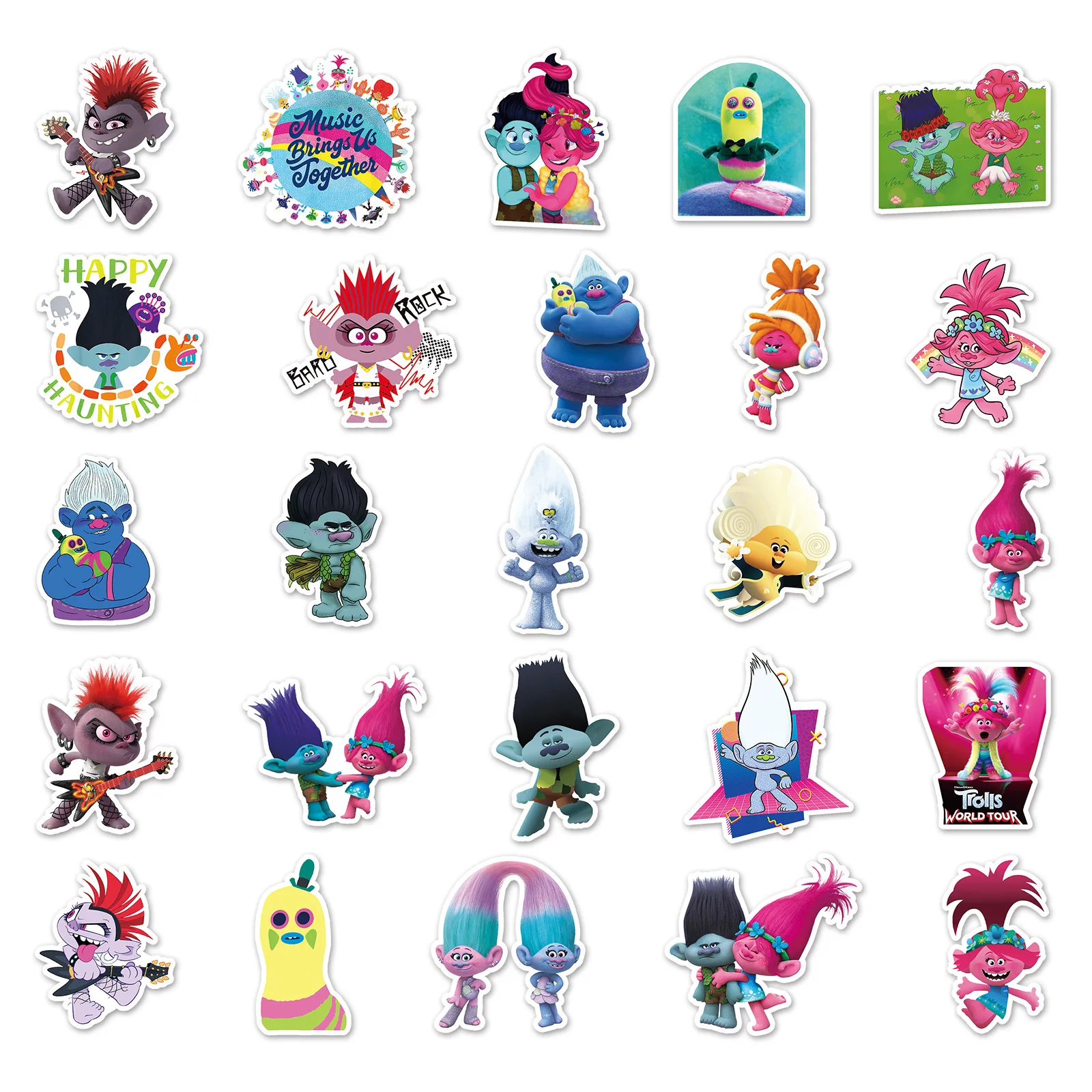 Disney Trolls sticker Birthday Party Supplies DIY Baby Shower Computer Refrigerator Book Bag Decorative Stickers Girl Gift