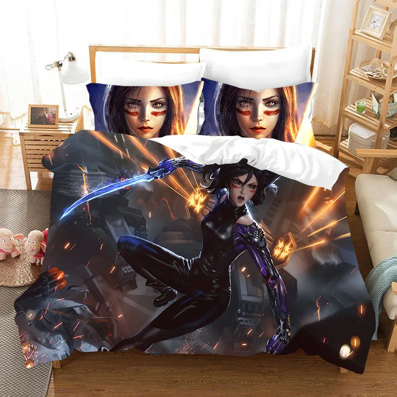 3D Movie ALITA Battle Angel Bedding Set Boys Girls Twin Queen Size Duvet Cover Pillowcase Bed Kids Adult Home Textileextile