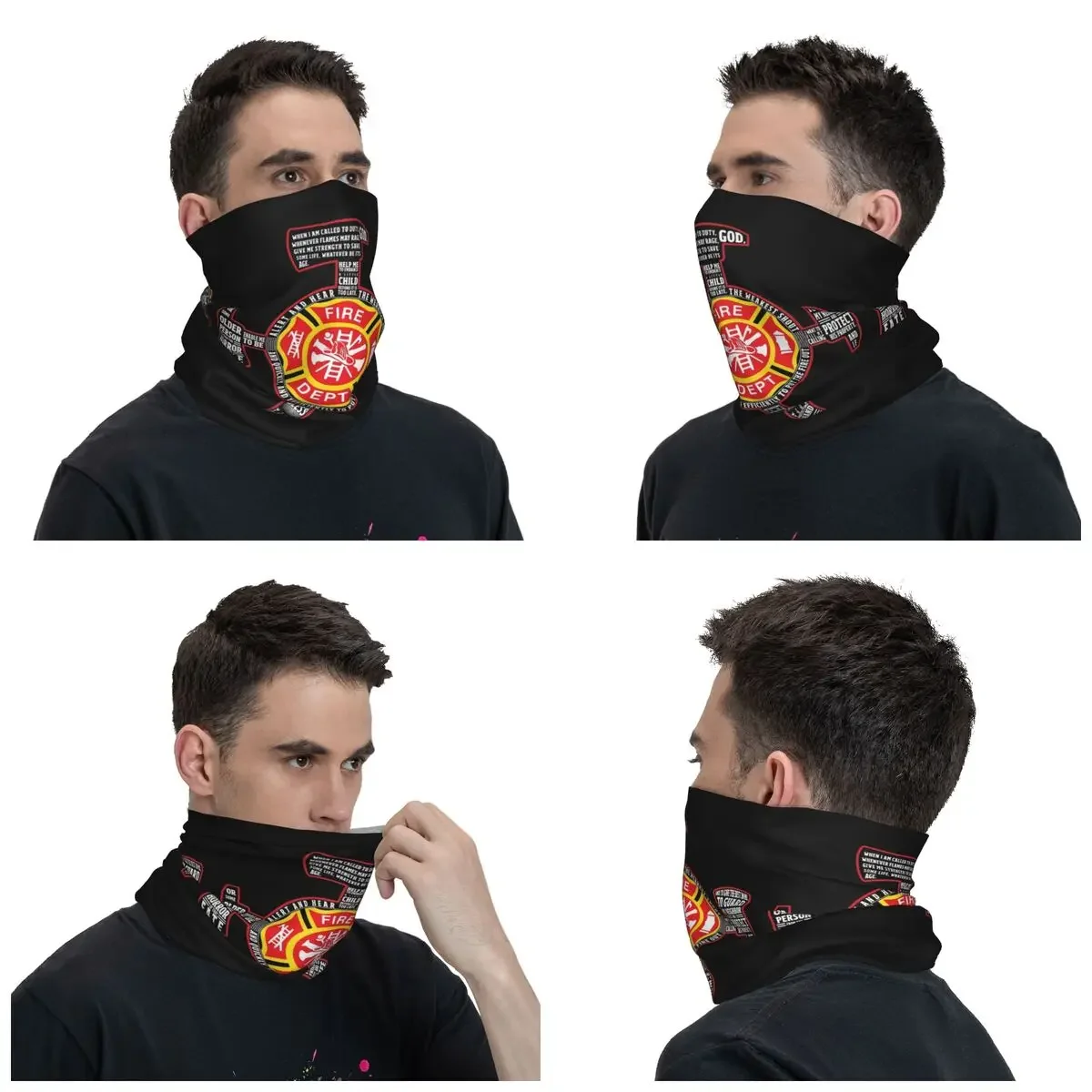 Fireman's Axe Cross With Firefighters Prayer Rescue Bandana Neck Gaiter Balaclavas Face Mask Scarf Cycling Sports Adult