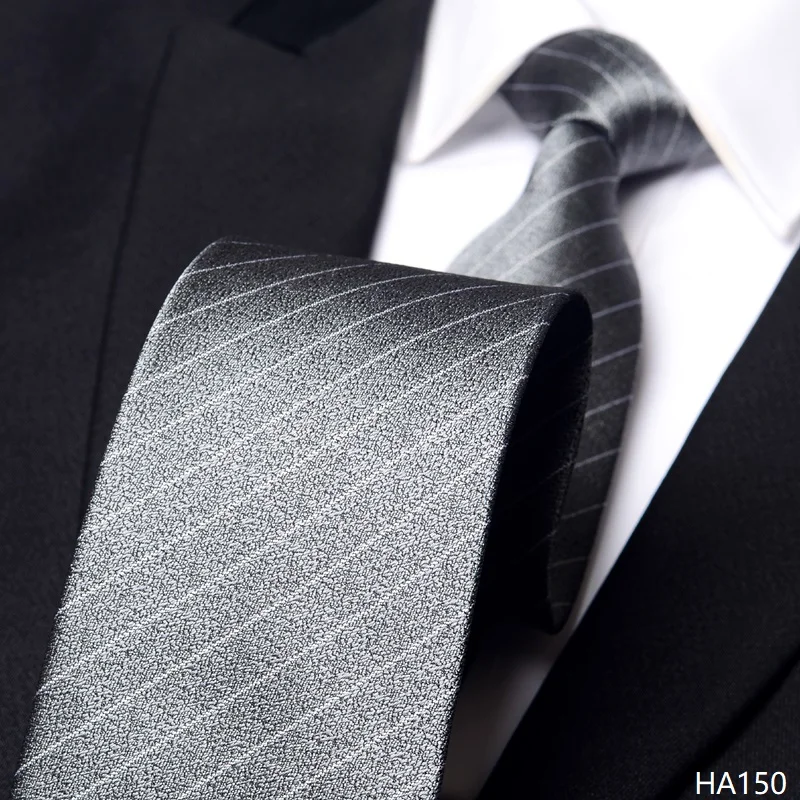 

High Quality Light Gray Simple Striped Tie For Men's Business Banquet Formal Dress Shirt Accessories 8CM Wide Version Cravat