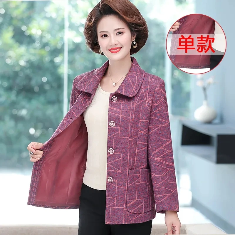 Xiaoxiangfeng-Chaqueta holgada de manga larga para mujer mayor, traje de mamá a la moda, Tops, abrigo, atuendo de primavera, chaqueta de ocio