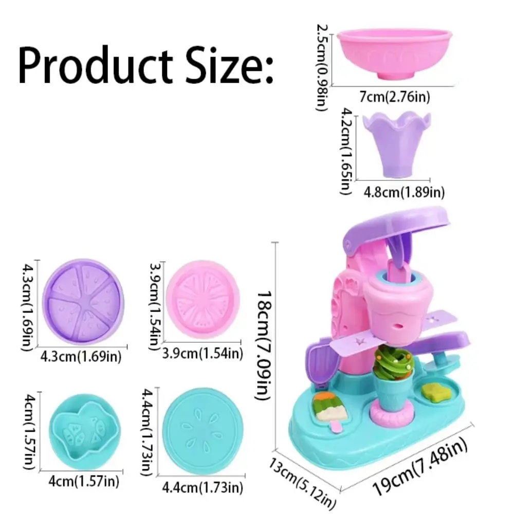 Unique Design DIY Maker Toy Interesting Design Ice Cream Noodles Machine Early Learning Toy Colored Clay Handmade Mold Tool