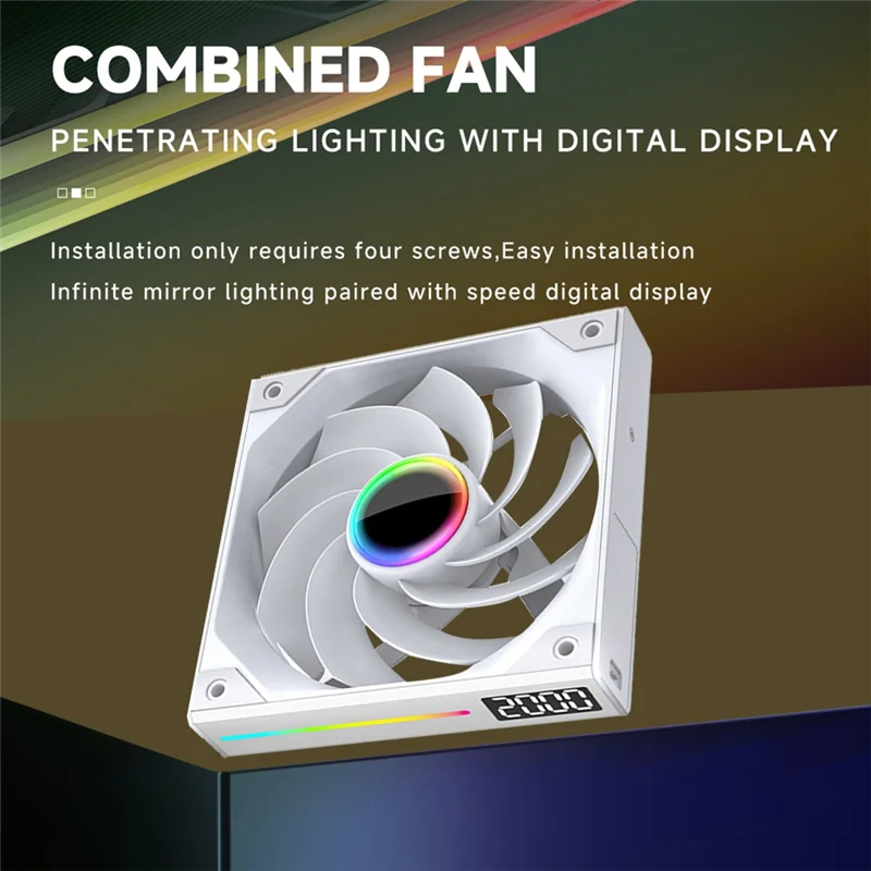 Novo! 12cm display digital mudo fio-livre emenda caso ventilador cpu placa-mãe argb sincronização de luz 4pin pwm