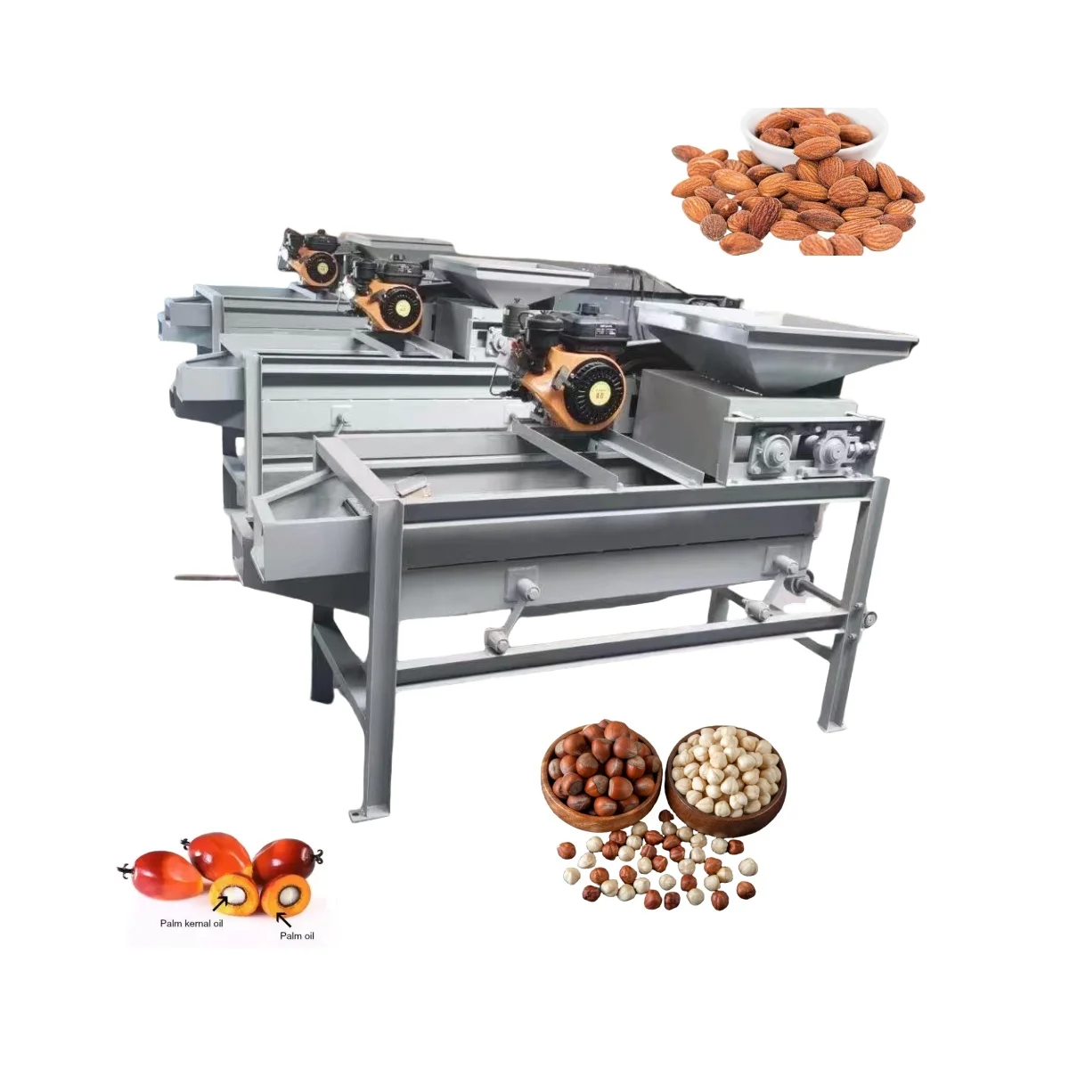 

Diesel Engine Driven Compact Structure Palm Kernel Almond Sheller Separator Apricot Kernels Shelling Separating Machine