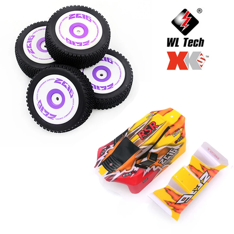 WLtoys-Pièces de rechange de voiture d\'origine, roue avant, pneus arrière, coque de carrosserie, couverture de carrosserie, 124017, 124019, 124007,