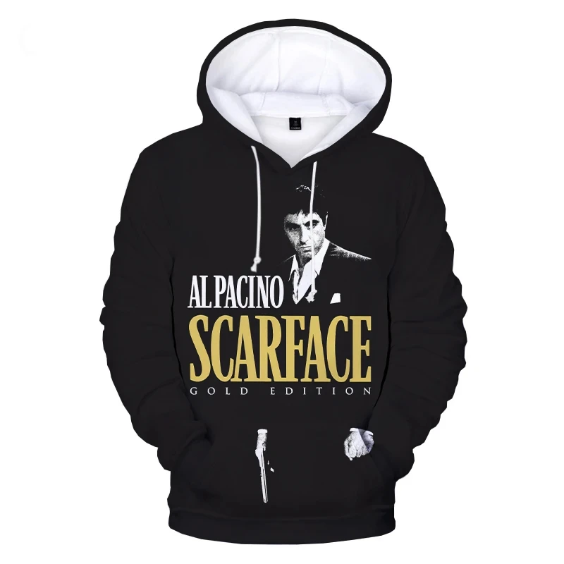 Movie Scarface 3D Hoodie Sweatshirts Tony Montana Harajuku Streetwear Hoodies Men/Women Fashion Kids Pullover Clothes Men coat