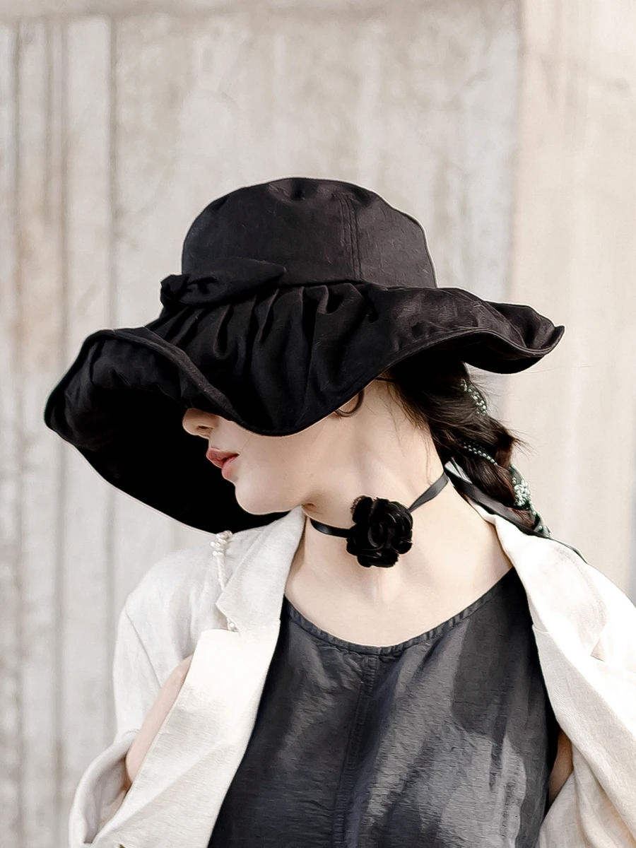 High Quality Niche Designer Style Artistic All-Match Adjustable Folding Fisherman Hat for Women