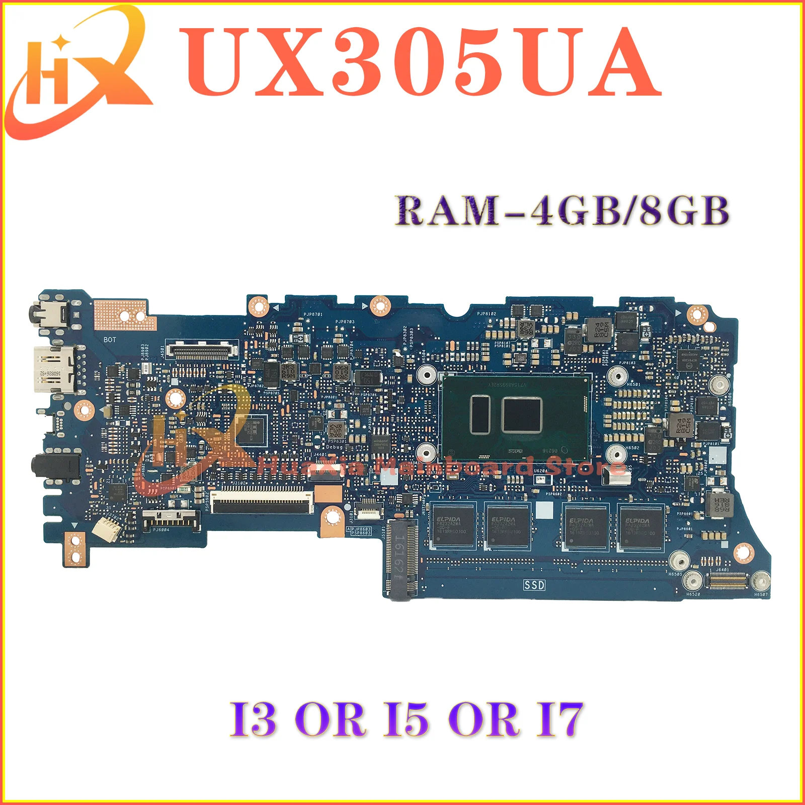 

KEFU Mainboard For ASUS Zenbook UX305UA UX305U UX305 U305UA Laptop Motherboard I3 I5 I7 6th Gen 4GB/8GB-RAM MAIN BOARD TEST OK