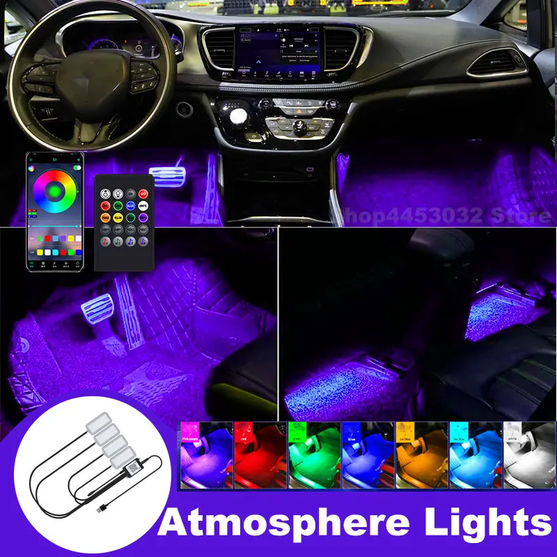 

Car Foot Ambient Light RGB Led Lamp Usb For Chrysler PT Cruiser 300 200 Aspen Wireless Remote APP Control Accessories