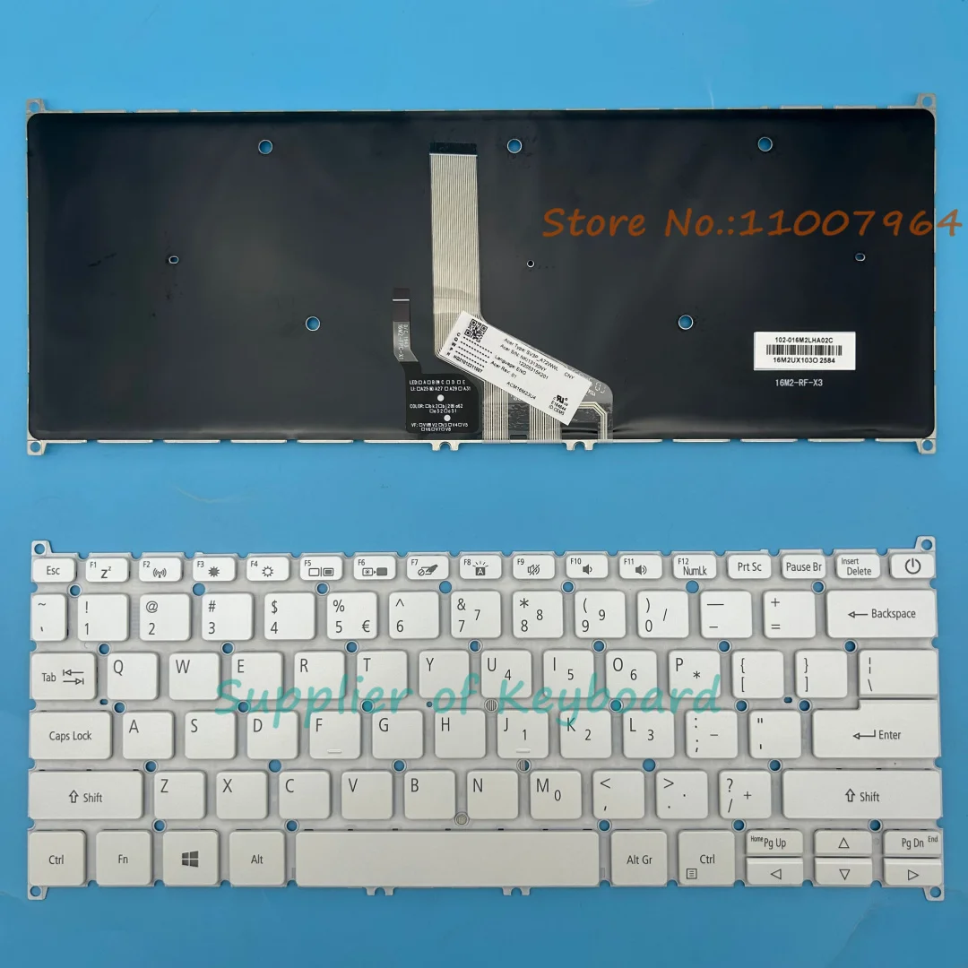 NEW English Keyboard For ACER Swift 5 SF514-51T SF514-52T SF514-52TP SF514-55GT SF514-55T SF514-55TA Silver/White/Black Backlit
