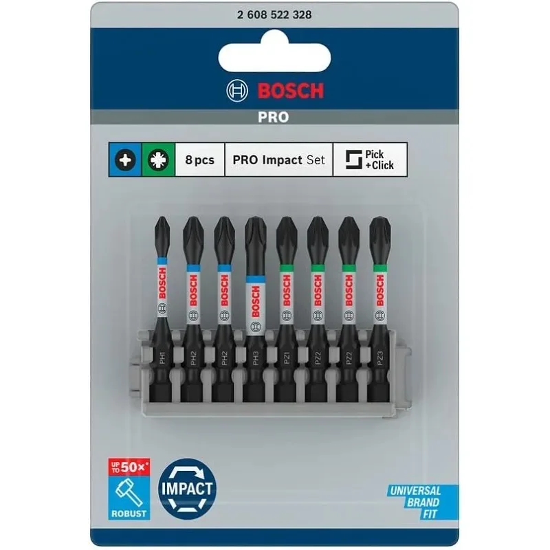 BOSCH 2608522328 Professional 8pcs Screwdriver Bit Set With Impact Control T/PZ/PH Bits Impact Drill Accessory Bosch Accessories