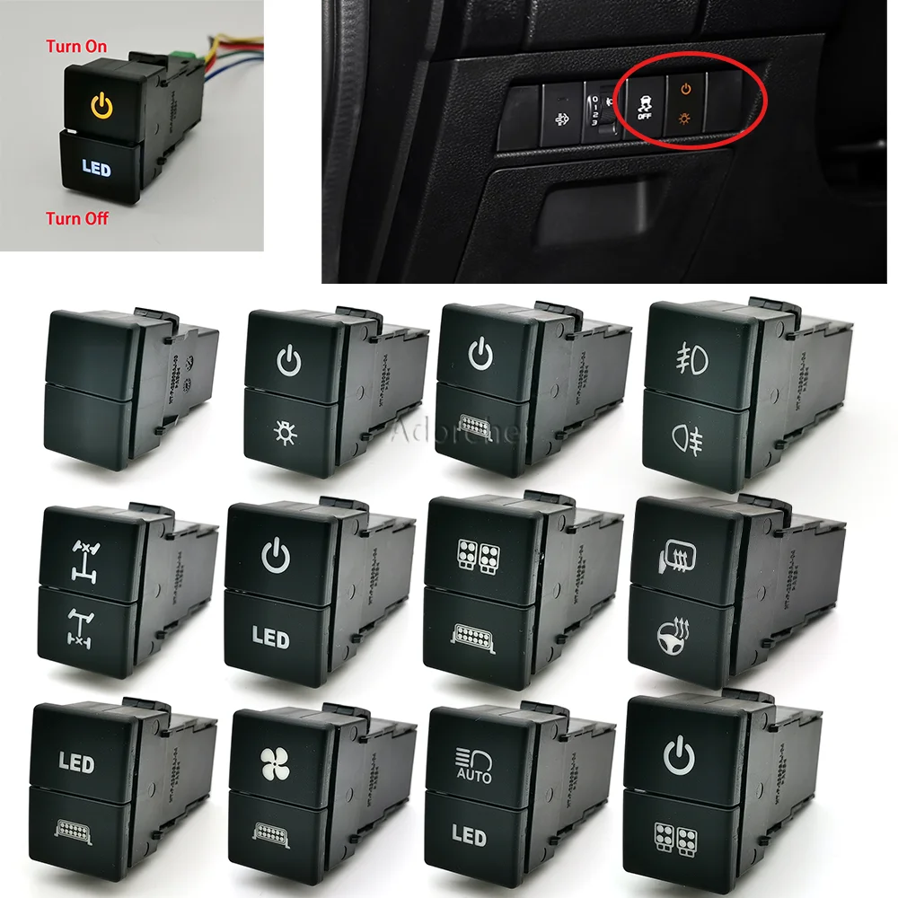 

For ISUZU D-MAX 21-23 Car Dual Key Switch LED Power Switch Spotlights Fan Button with Connection Wire