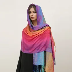 Fashion jacquard autumn and winter cotton woman scarf pashmina shawl long tassel bufanda mujer female stole trip warm scarfs