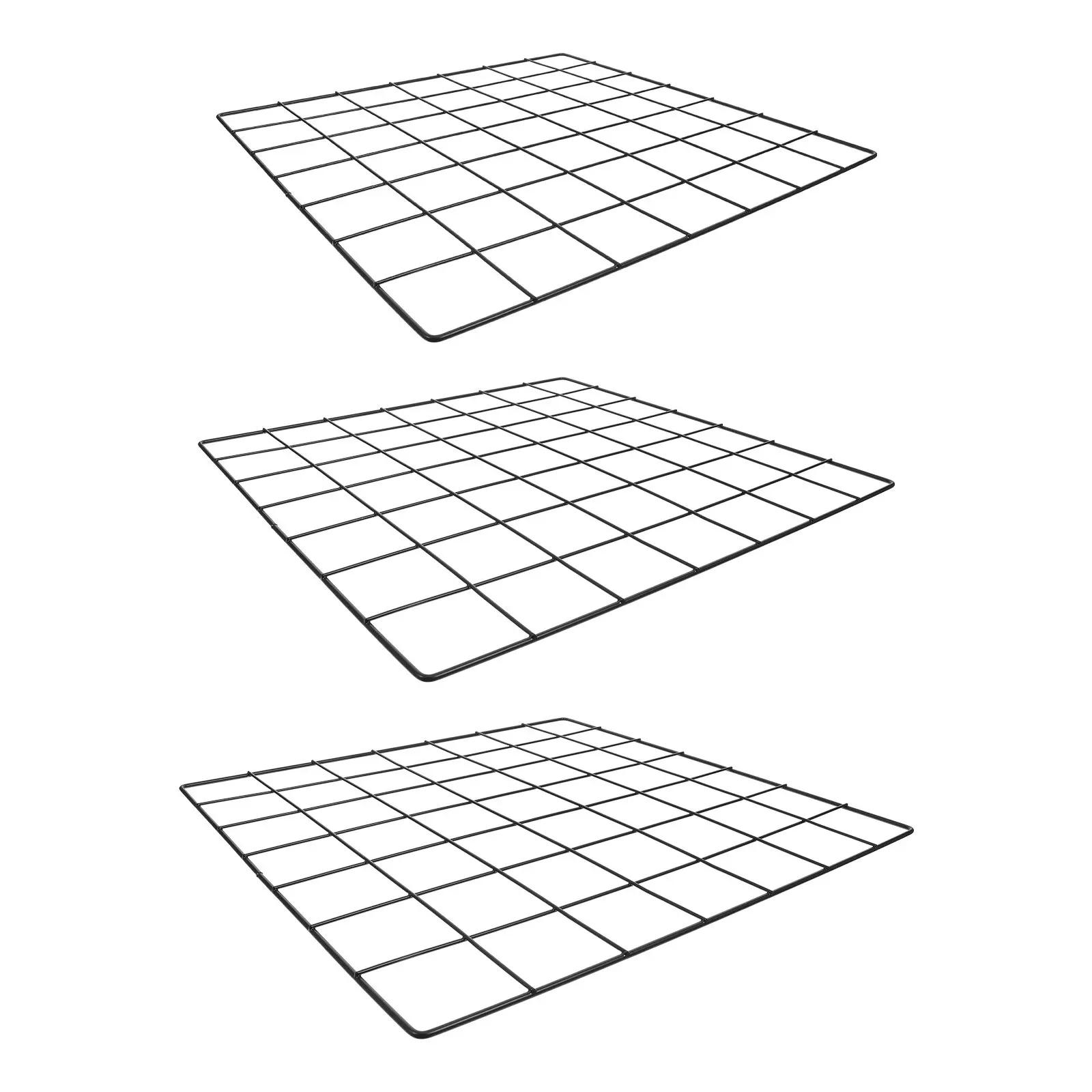 3pcs Black Iron Wire Wall Grid Panel – Photo Display Board, Memo Organizer & Collage Frame for Office, Bedroom, Dorm