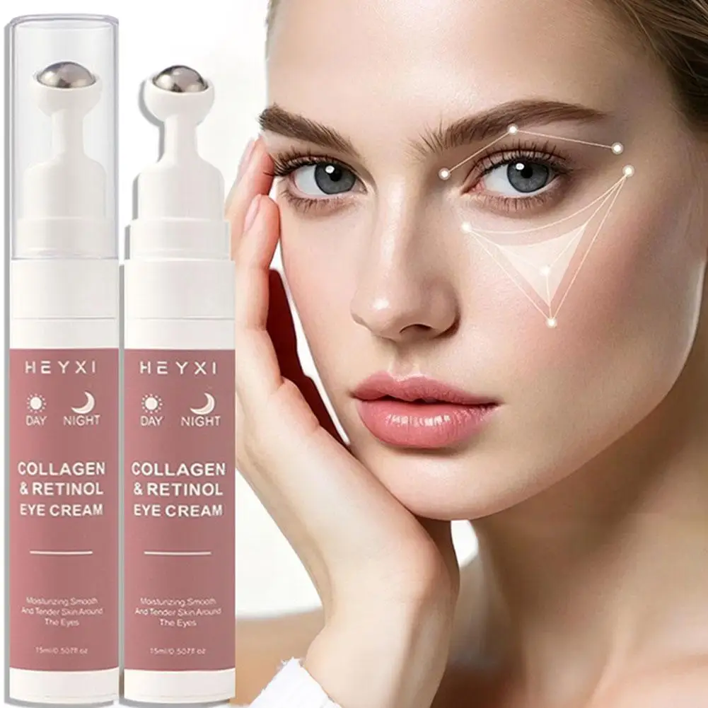 1/2/3PCS Collagen Retinol Roll-on Eye Cream Day Night Formula Moisturizes Hydrates Deeply Soft Supple Skin 15ml