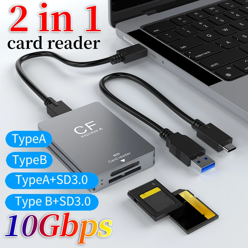 

CFexpress Тип B Тип A и SD-кардридер USB3.2 10 Гбит/с Тип C Устройство чтения карт памяти Адаптер для чтения для Android/Windows/Mac