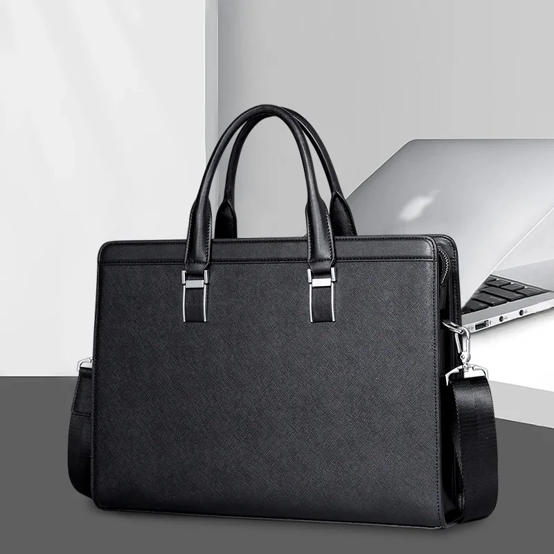 Schwarzkopf Genuine Leather Handbag Cowhide Laptop Bag 14Inch Business Large Capacity Men's Briefcase