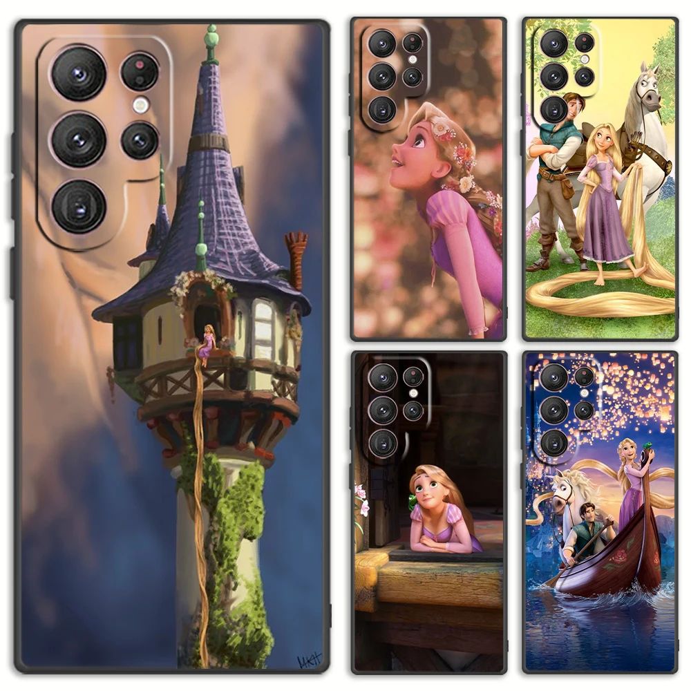 Tangled Rapunzel Pretty Phone Case For Samsung S24 S23 S22 S21 S20 FE S10 S10e Ultra Plus Lite Black Soft Cover