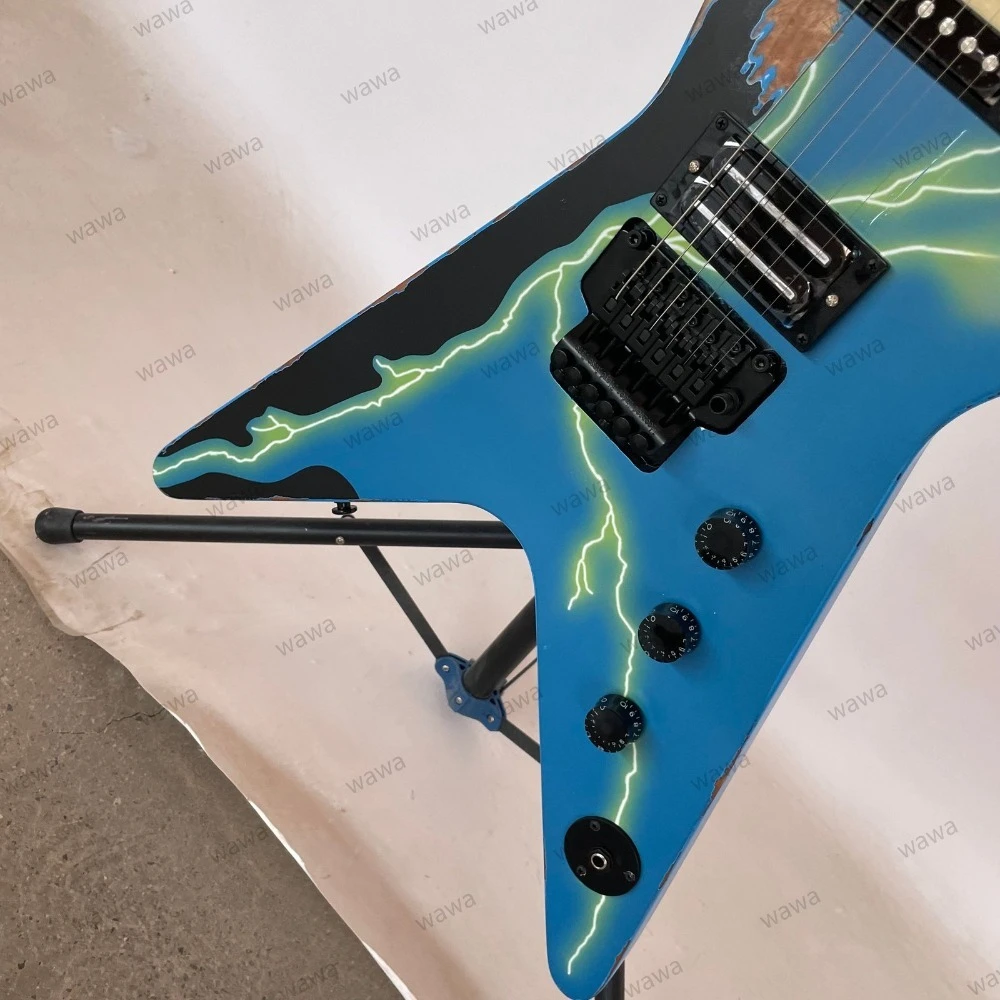 2026 Aged Guitar Stainless Rounded Fret Edge FR Bridge 22 Fret Blue Guitar