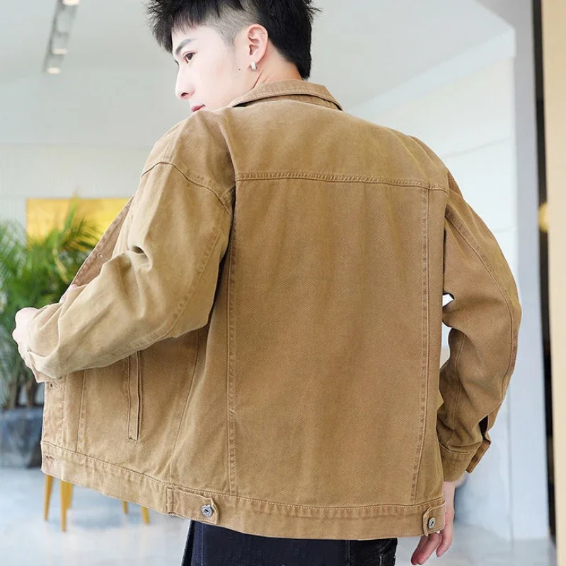 Moda masculina jean casacos outono amarelo jaqueta jeans botão marca inverno 2024 baixo custo g outerwear usado de alta qualidade lxury
