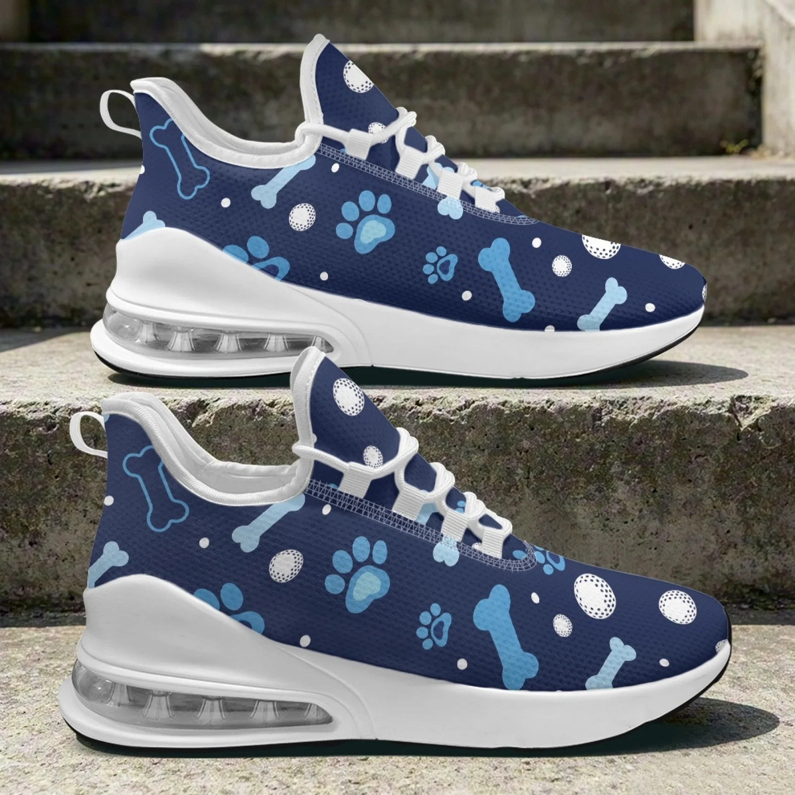PENSTROLL Paw Bone Pattern Nurse Shoes Lace-Up Lightweight Gym Shoes Gym Trainers for Women Walking
