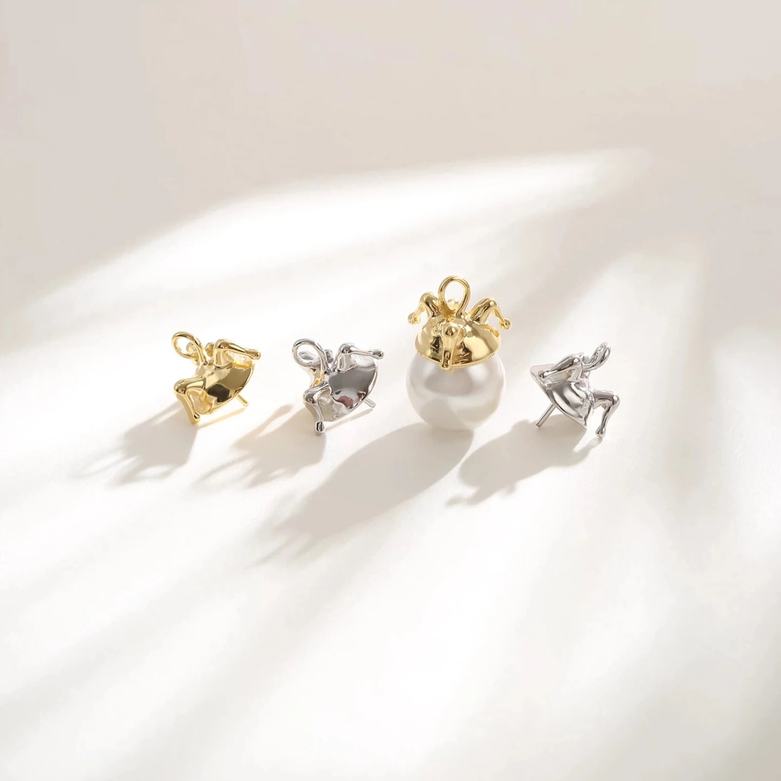 925 Sterling Silver Pearl Pendant Joker Cap Blank Bracket Fit Settings Round Beads DIY Necklace Charm Jewelry Making