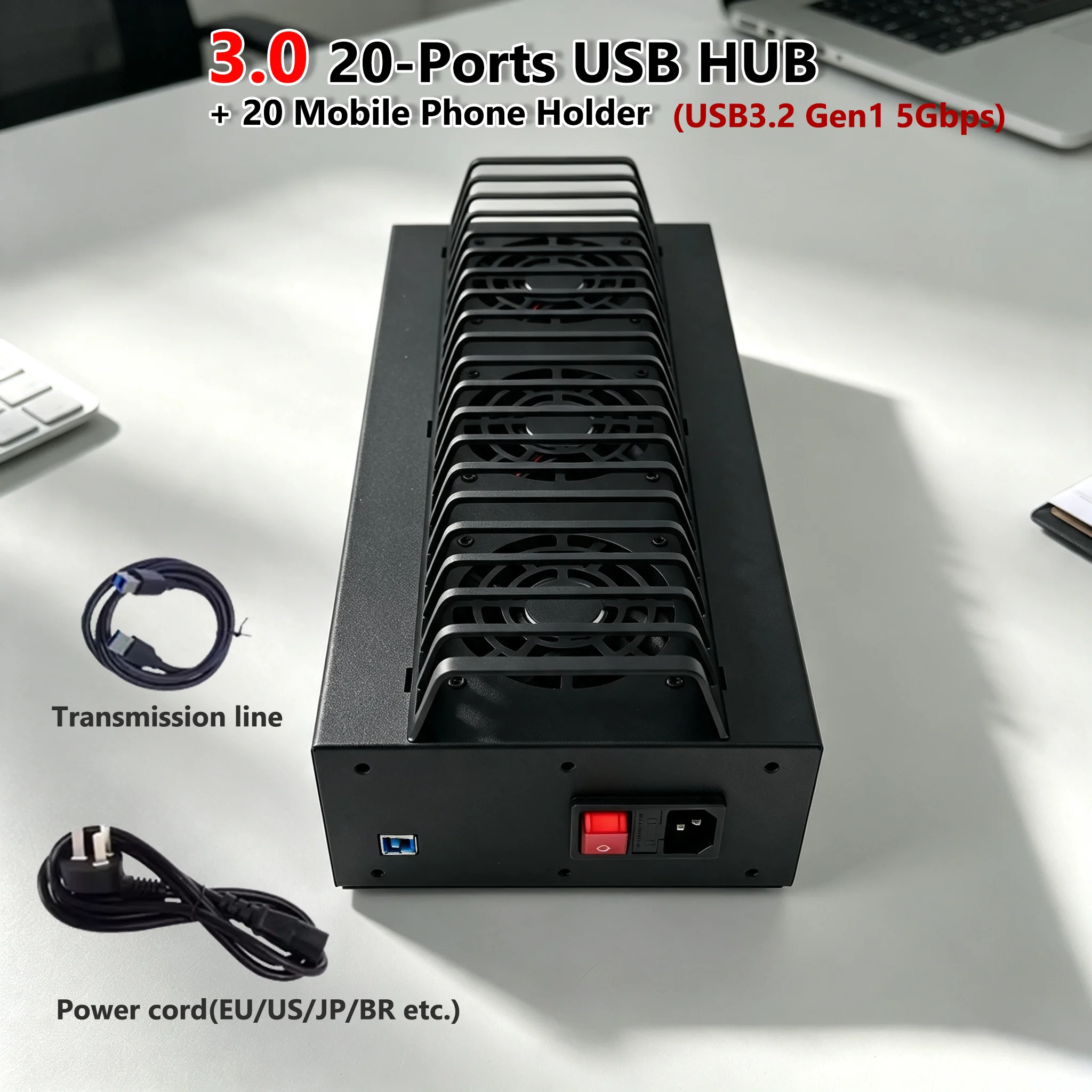 20 USB Port Box Phone Farm 5Gbps USB Hub Android Control Box Batch Synchronization Control Smartphones
