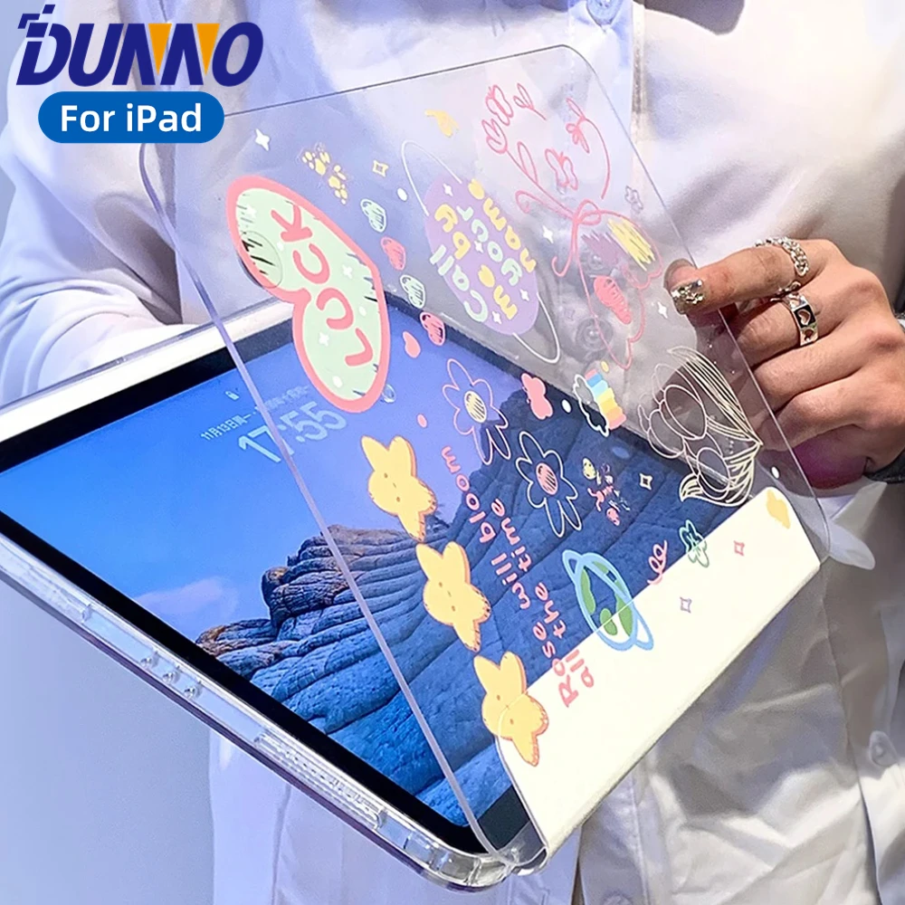 

360° Rotation Transparent Case for iPad Air M2 Pro 11/13 M4 Cover for 5/6/7/8/9/10th Gen 10.9 10.2 9.7 11 12.9 13 Mini 6 7 Case