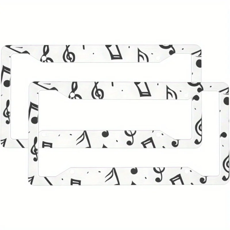Set of 2 Humorous MusicThemed License Plate Frames Made of Aluminum Designed to Hold Car Tags with 4 Holes And Screws