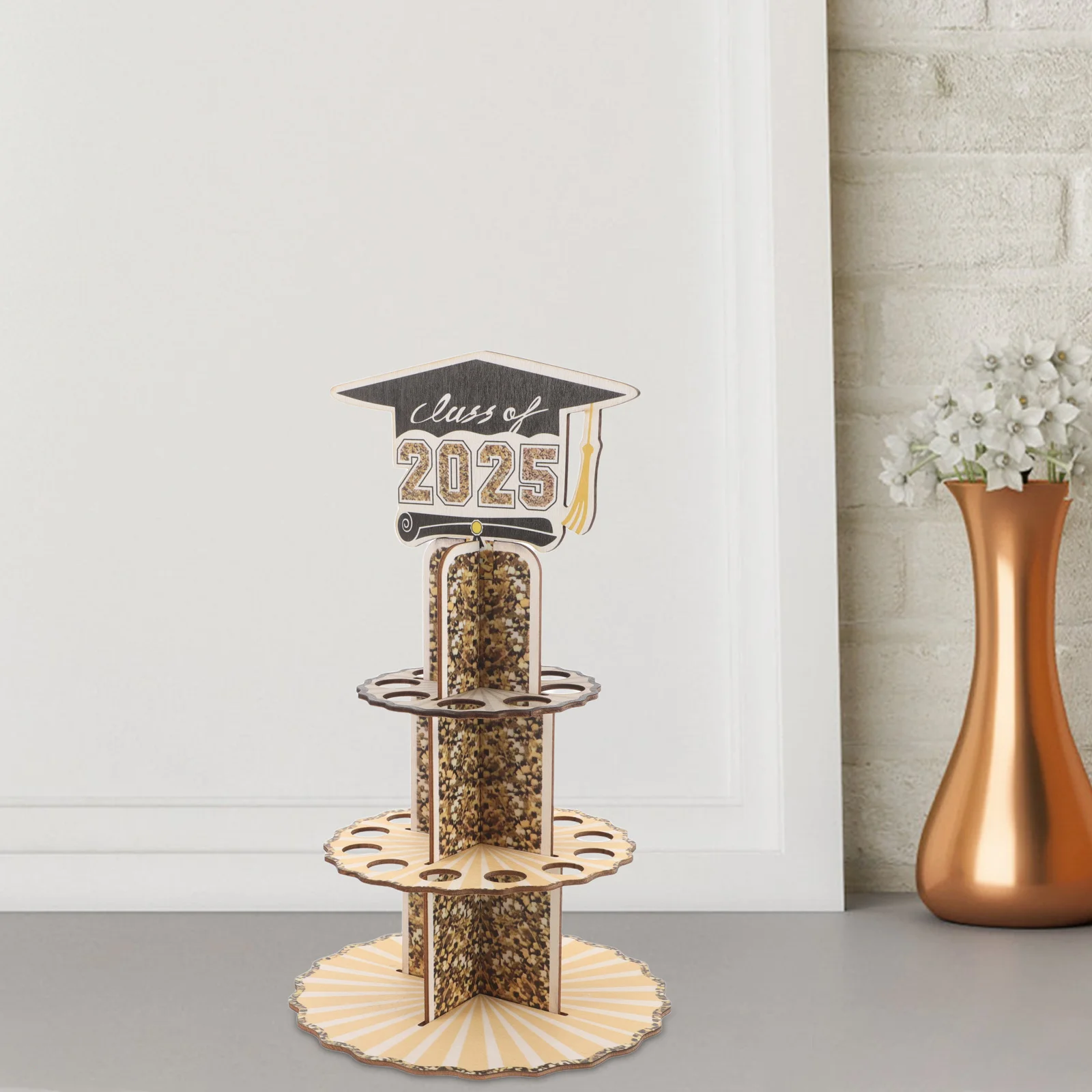 

Double-Layer Wooden Graduation Cash Cake Holder Class of 2025 Money Organizer Graduation Party Supply Decorative Present