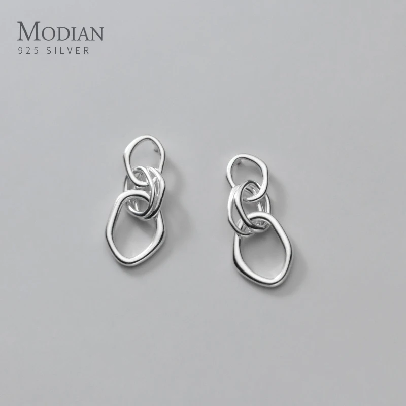 Modian Trendy Abstract Line Design Stud Earrings 925 Sterling Silver Swing Elegant Jewelry For Women Earring Gifts Accessories