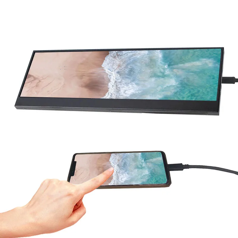شاشة بار 14 بوصة 4K IPS3840X1100 وحدة تحكم ألعاب شاشة تحكم صناعية WIN Raspberry Pi هاتف أندرويد Type-c التوصيل والتشغيل
