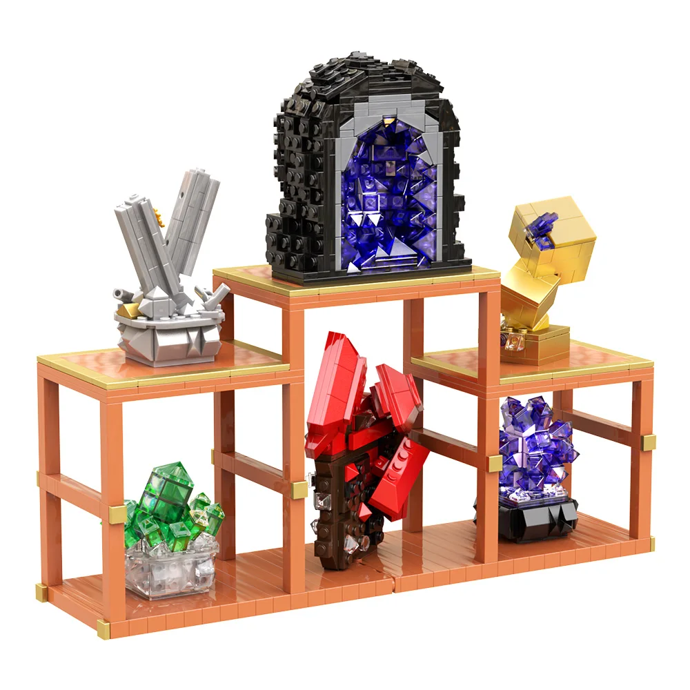 

Gobricks MOC хрустальная витрина, строительные блоки, модель, разнообразная хрустальная витрина, украшение, кирпичи, сборка, игрушки, подарки для детей