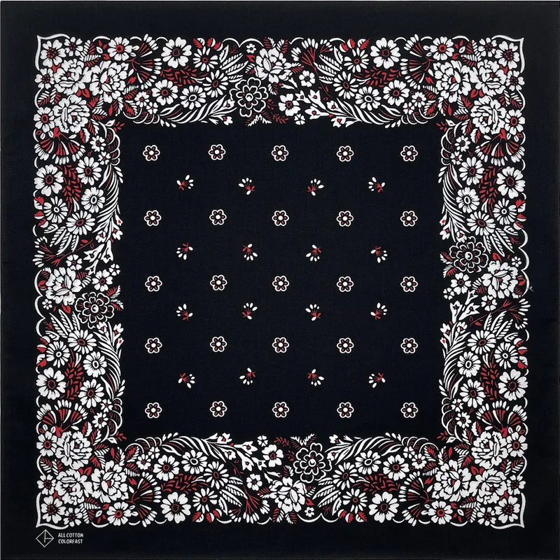 High Quality New Design Hip Hop Amoeba Cashew Cotton Square Scarf Black Bandana Scarf Headband Paisley Gifts Unisex