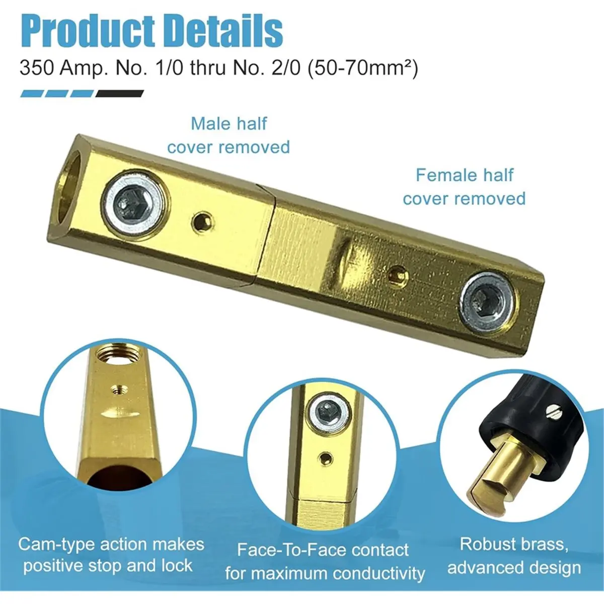 3 Pack LC-40 Welding Leads Quick Connector,Male & Female Welding Connectors, for 1/0 and 2/0 Welding Cable Size Capacity