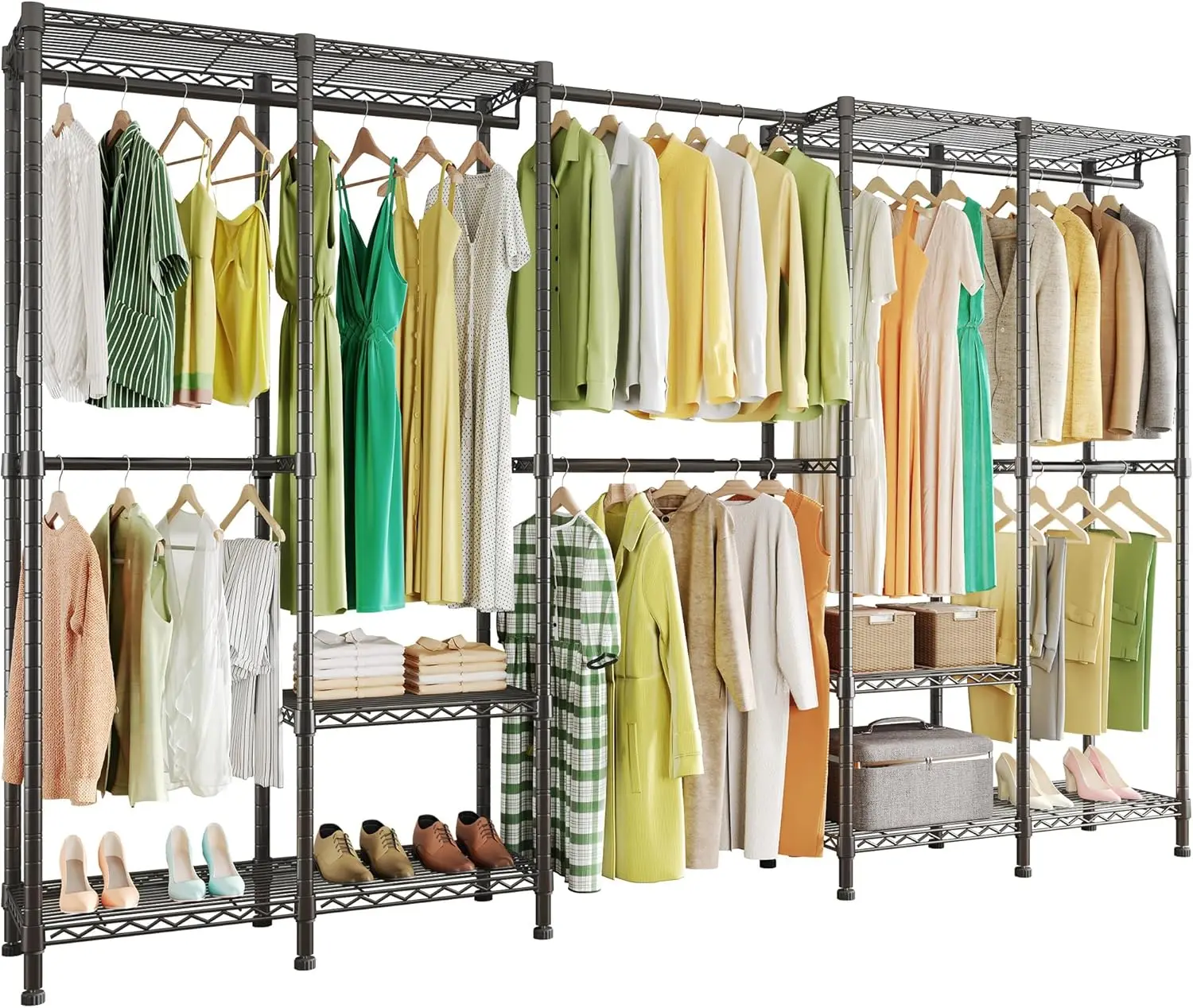 H5 Pro Heavy Duty Garment Rack, Freestanding Clothes Rack, Wardrobe Closet for Hanging Clothes, Portable Closet Organizer wit