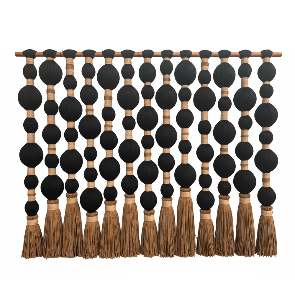 %ss Handwoven Black Cotton Original Macrame Wall Hanging for Modern Bedrooms & Luxury Residences~*